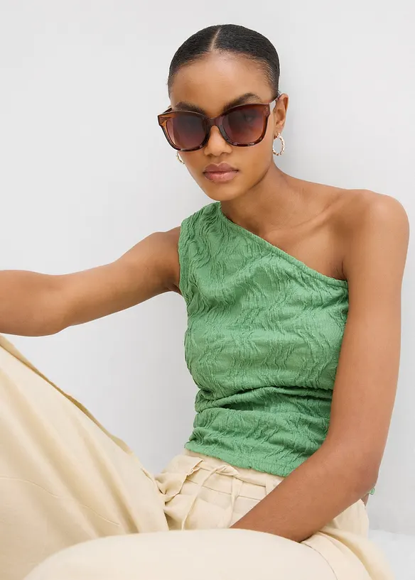 One shoulder top van gestructueerd materiaal, bonprix
