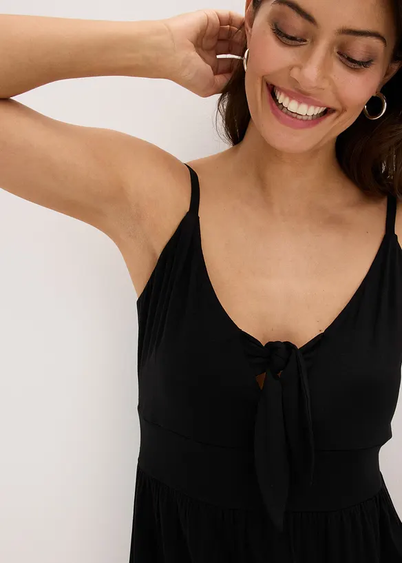 Jurk met spaghettibandjes en knoopdetail, bonprix