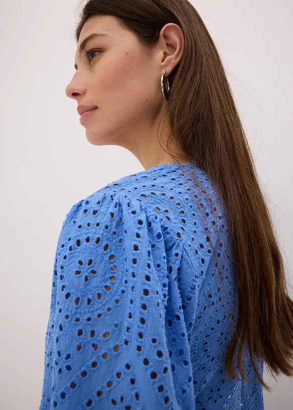 Blouse met broderi anglaise en pofmouwen, bonprix