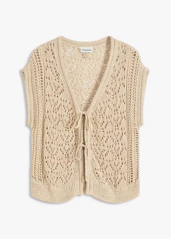 Ajour gebreid vest met viscose, bonprix
