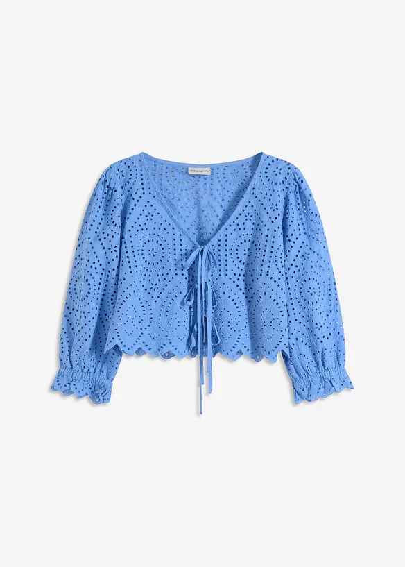 Blouse met broderi anglaise en pofmouwen, bonprix