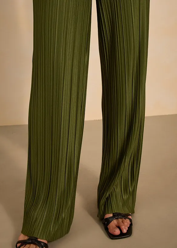 Jersey broek met plissé, bonprix
