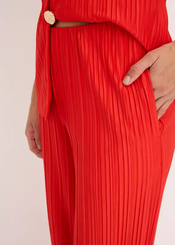 Jersey broek met plissé, bonprix