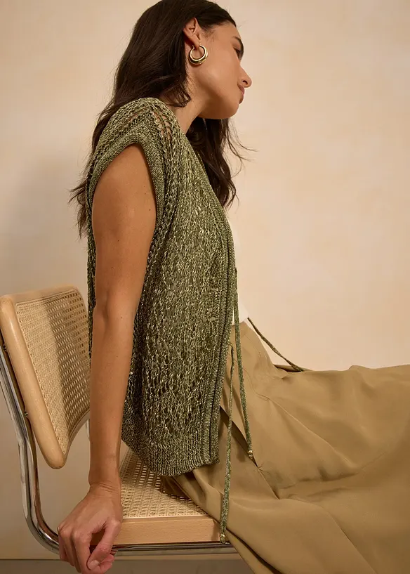 Ajour gebreid vest met viscose, bonprix