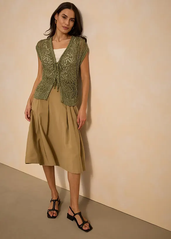Ajour gebreid vest met viscose, bonprix