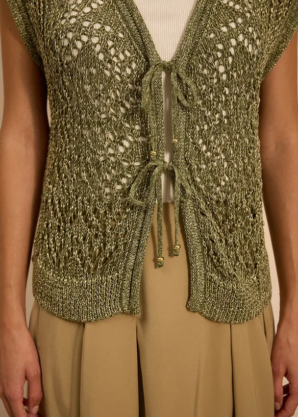 Ajour gebreid vest met viscose, bonprix