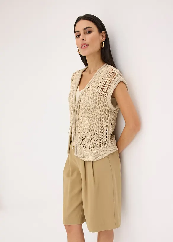 Ajour gebreid vest met viscose, bonprix
