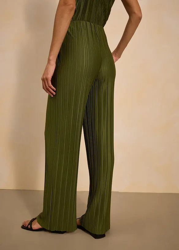 Jersey broek met plissé, bonprix