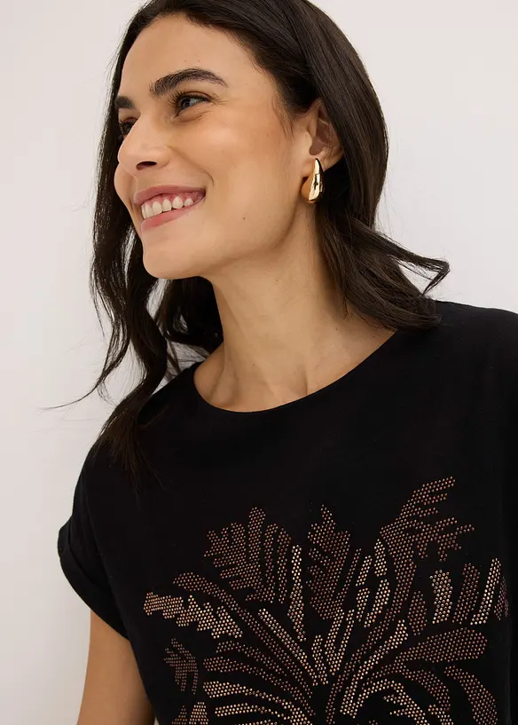 Katoenen shirt met studs applicatie, bonprix