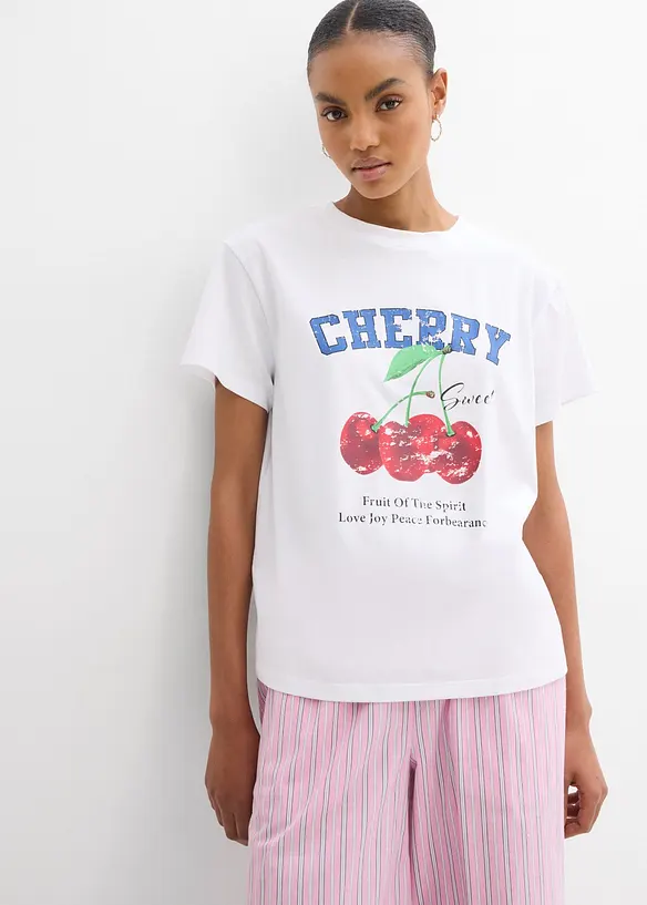 T-shirt met een print van biologisch katoen, bonprix