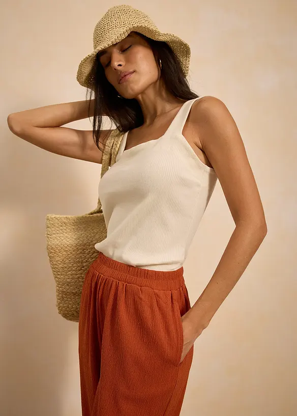 Jersey broek van crèpe, bonprix