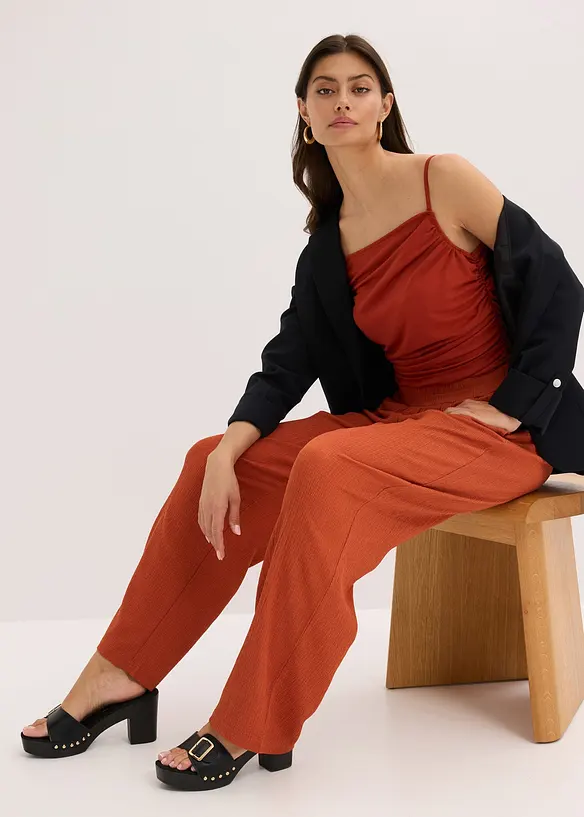 Jersey broek van crèpe, bonprix