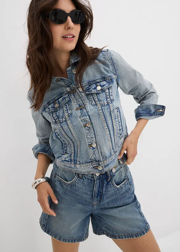 Jeans short mid waist, low stretch, bonprix