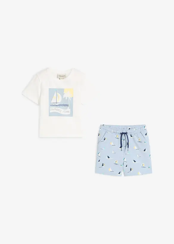 T-shirt en korte broek van biologisch katoen (2-dlg. set), bonprix