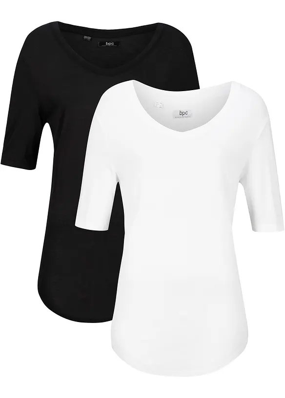 Longshirt van zachte viscose (set van 2), bonprix