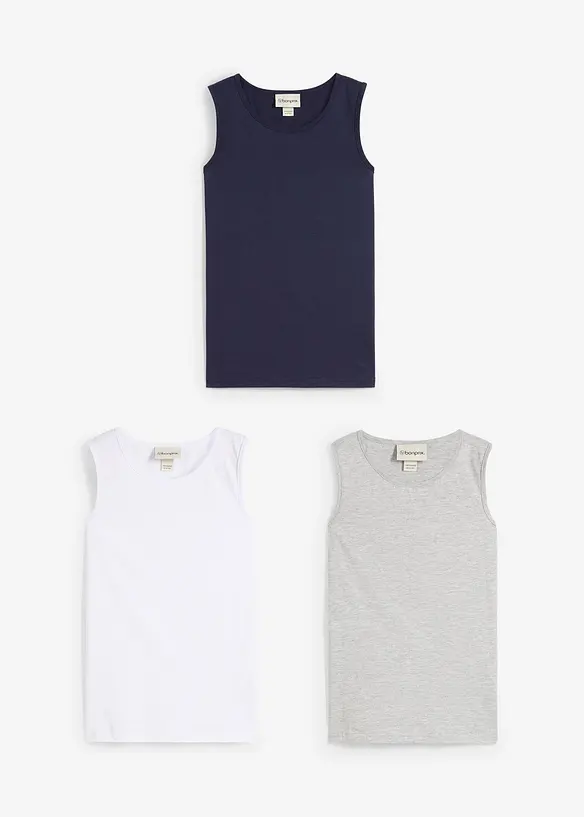 Tanktop met katoen (set van 3), bonprix