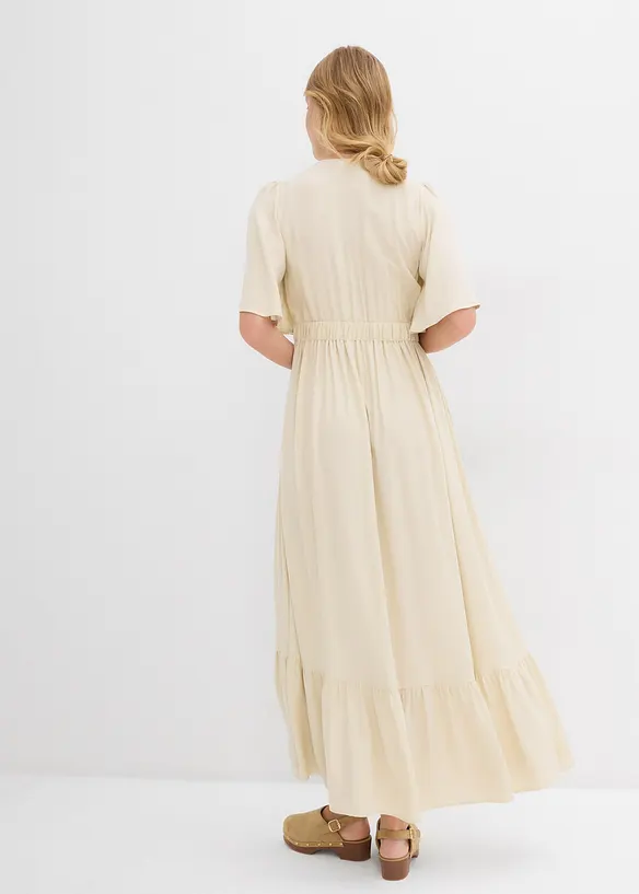 Maxi jurk met strokenrok van soepele viscose, bonprix