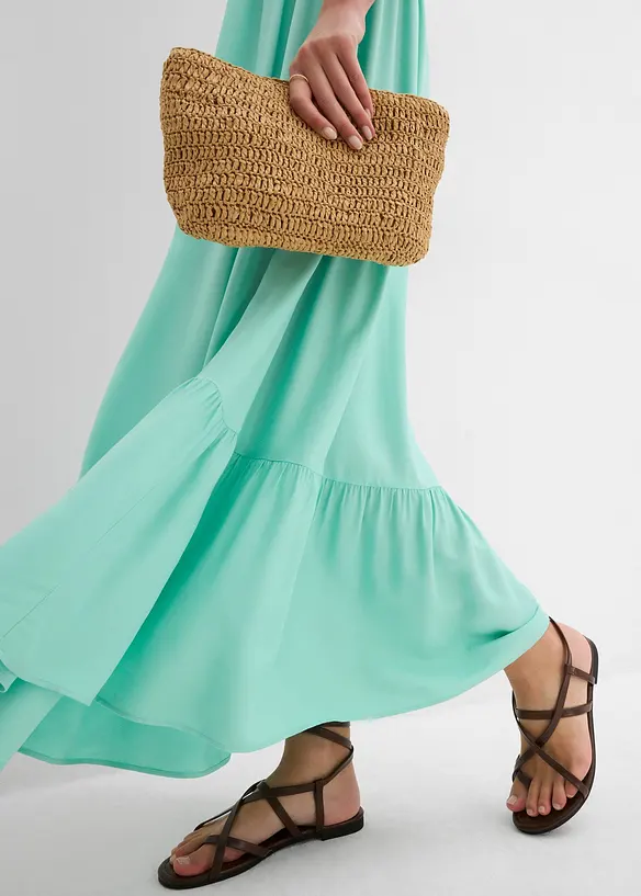 Maxi jurk met strokenrok van soepele viscose, bonprix