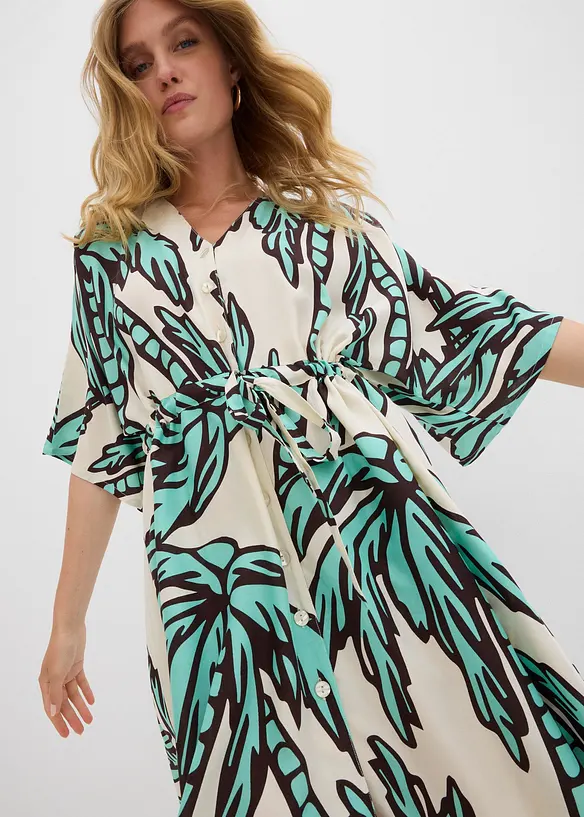 Mini jurk van soepele viscose met kimonomouwen, bonprix