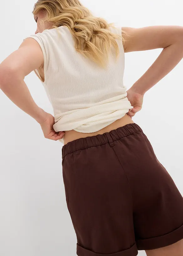 Twill short met hoge tailleband, bonprix