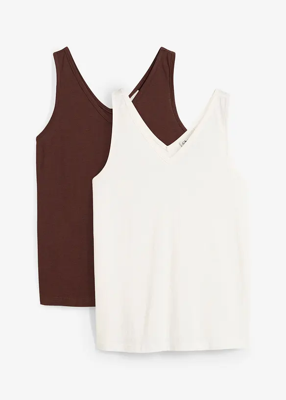 Tanktop van puur katoen (set van 2), bonprix