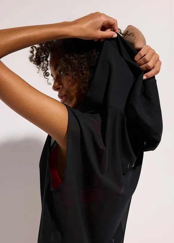Transparant strandshirt met capuchon, bonprix