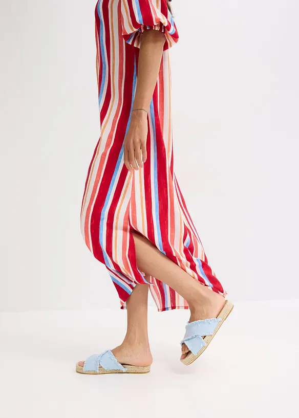 Gestreepte kaftan jurk van gestructureerde viscose, bonprix