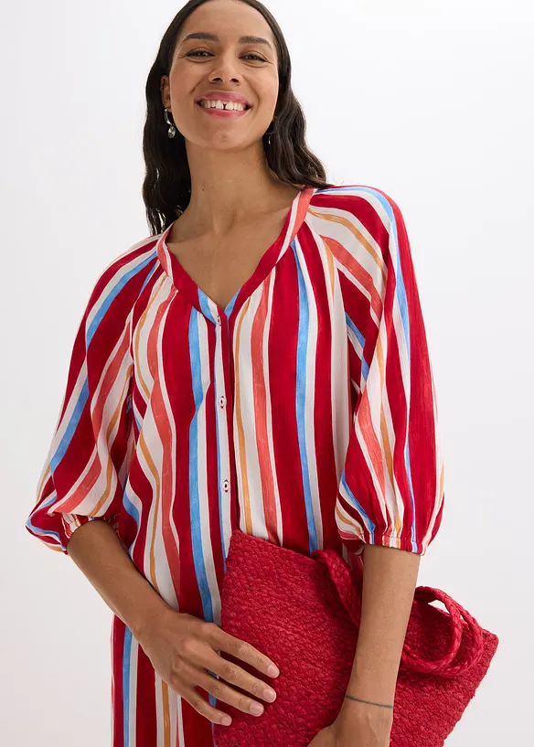Gestreepte kaftan jurk van gestructureerde viscose, bonprix