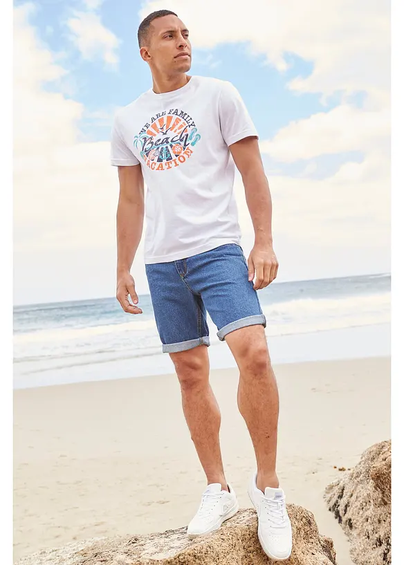 Jeans bermuda met comfort tailleband, classic fit, bonprix
