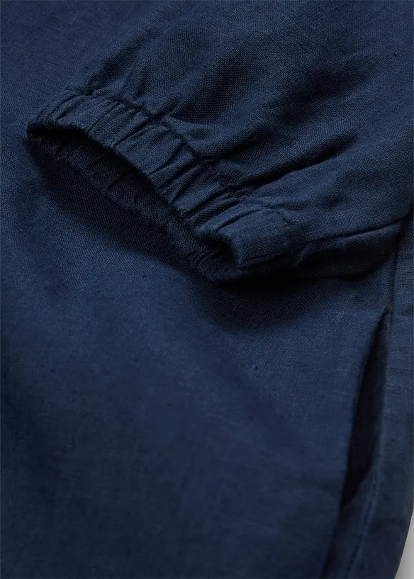 Korte jurk van puur linnen, 3/4 mouw, bonprix