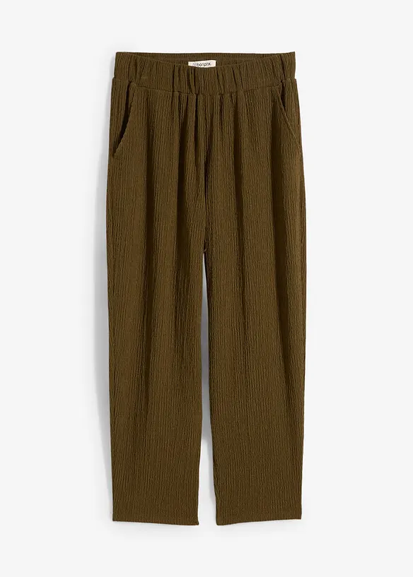 Wijde jersey broek van crêpe, cropped, bonprix