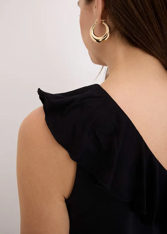One shoulder top met volant in een zachte viscosemix, bonprix