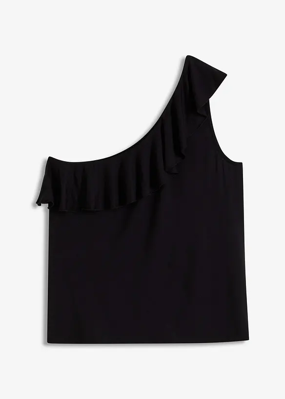 One shoulder top met volant in een zachte viscosemix, bonprix