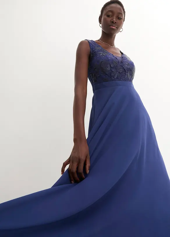 Maxi jurk met pailletten en borduursel, bonprix