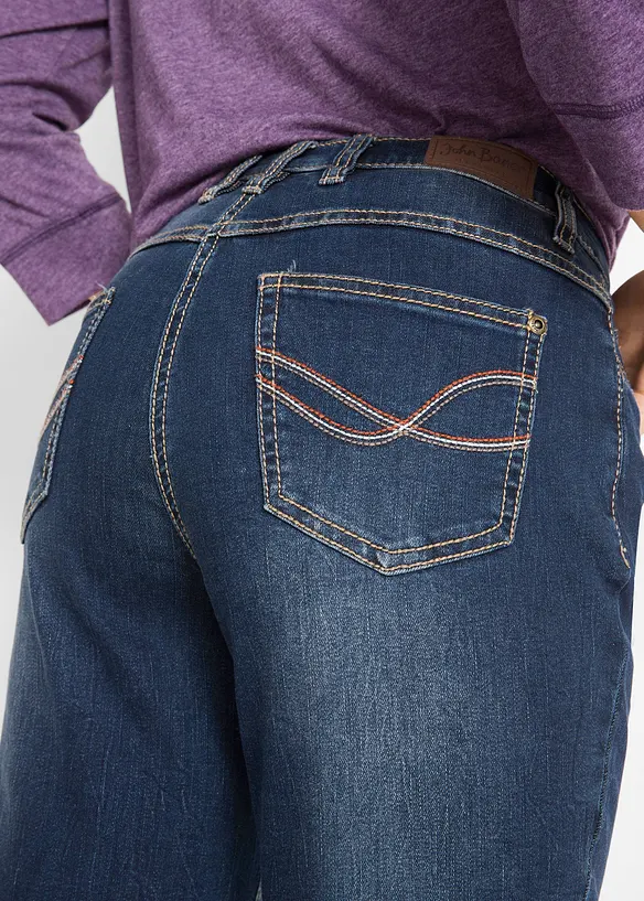 Straight stretch jeans, mid waist, bonprix
