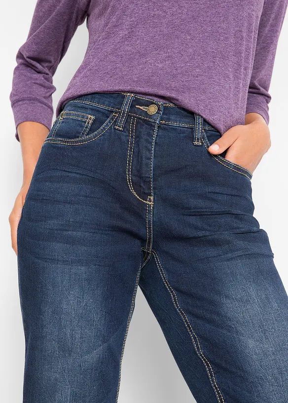 Straight stretch jeans, mid waist, bonprix