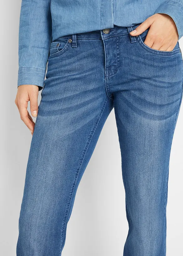 Bootcut stretch jeans, mid waist, bonprix