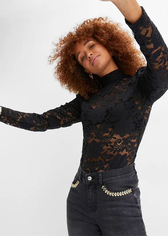 Aansluitend longsleeve met kant, bonprix