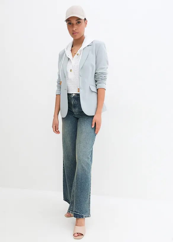 Wide leg jeans met high waist, low stretch, bonprix