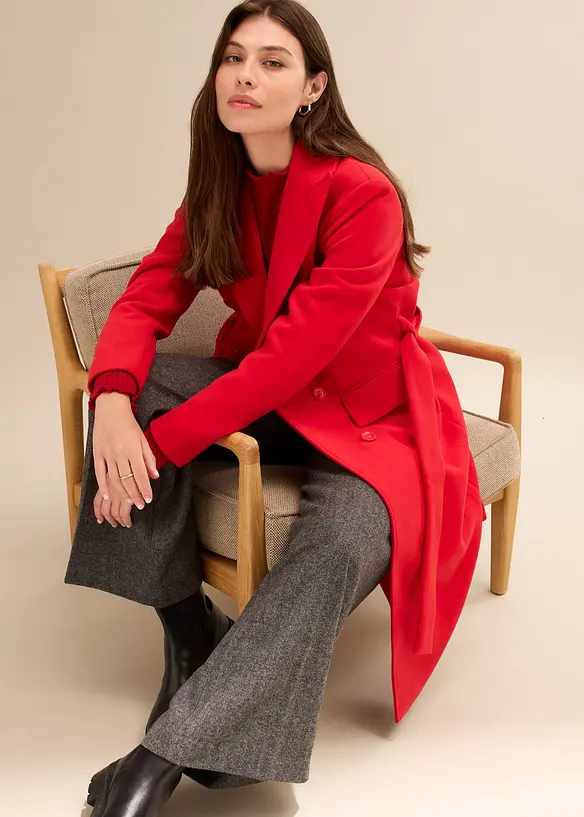 Korte coat in wollen look met dubbele knopen, bonprix