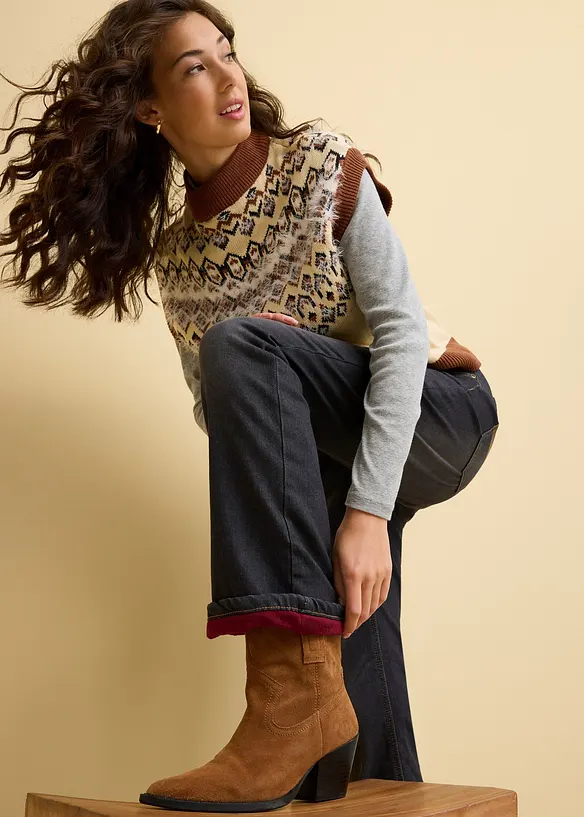 Thermo bootcut jeans, high waist, bonprix