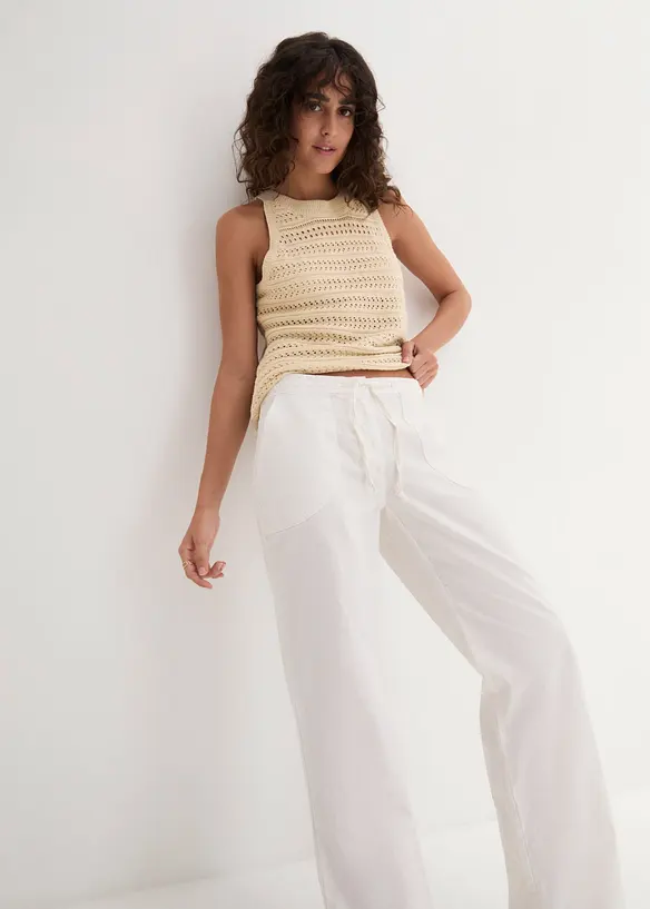 Wijde broek met linnen, bonprix