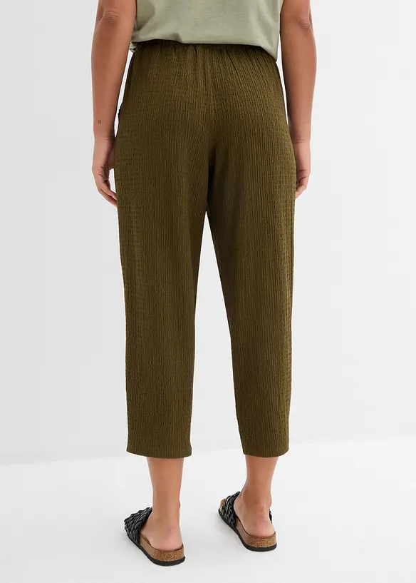 Wijde jersey broek van crêpe, cropped, bonprix