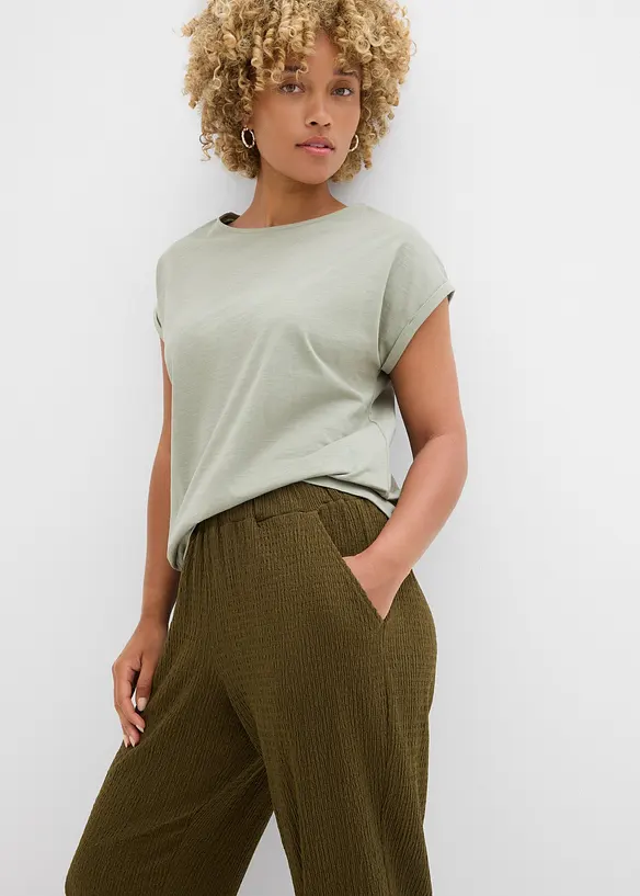 Wijde jersey broek van crêpe, cropped, bonprix