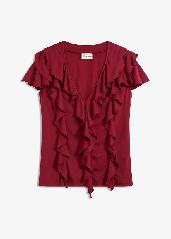 Shirt met volants van een zachte modal-mix, bonprix