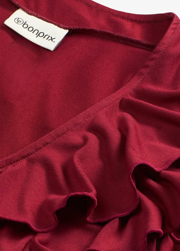 Shirt met volants van een zachte modal-mix, bonprix