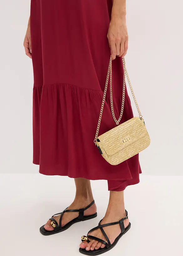 Midi jurk met volants van gestructureerde crêpe, bonprix