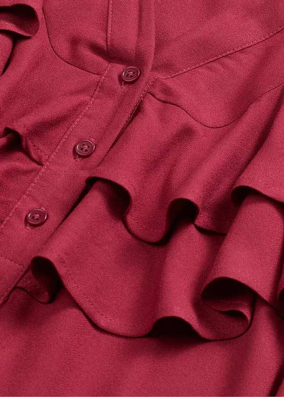 Midi jurk met volants van gestructureerde crêpe, bonprix