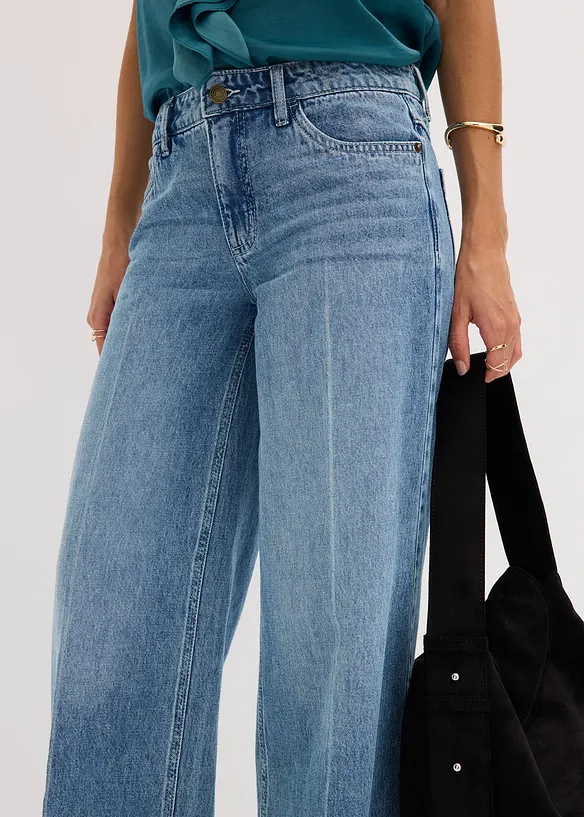 Wide leg jeans, low stretch, full length, bonprix