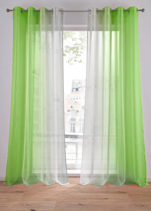 Gordijnen met gerecycled polyester en kleurverloop (set van 2), bonprix